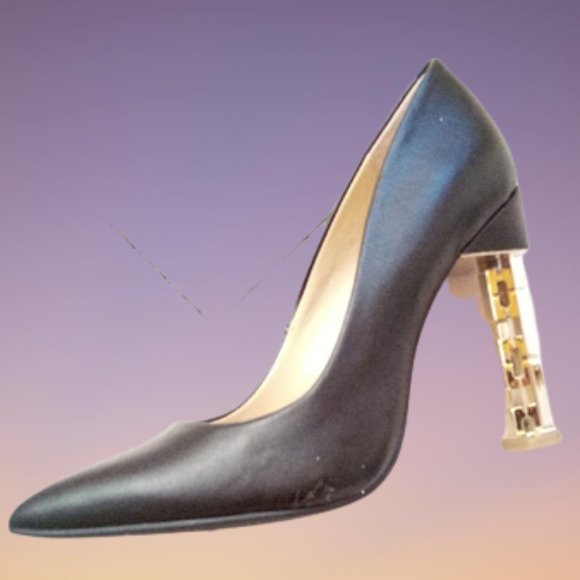 KATY PERRY "The Suzanne"  Black Gold High Heels Pumps Statement Shoes Size 6 NEW - Picture 4 of 8